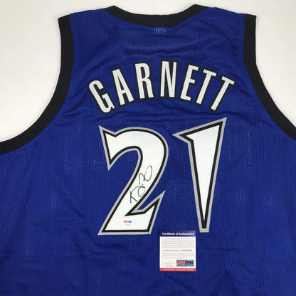 Autographed/Signed Kevin Garnett Minnesota Blue Basketball Jersey PSA/DNA COA