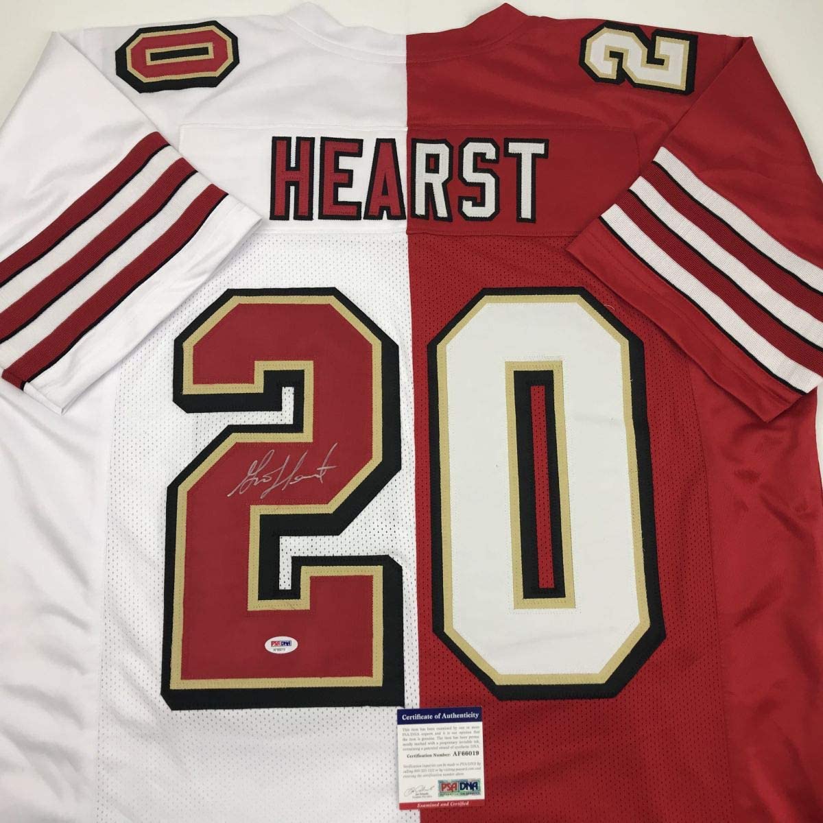 Autographed/Signed Garrison Hearst San Francisco Split Football Jersey PSA/DNA COA