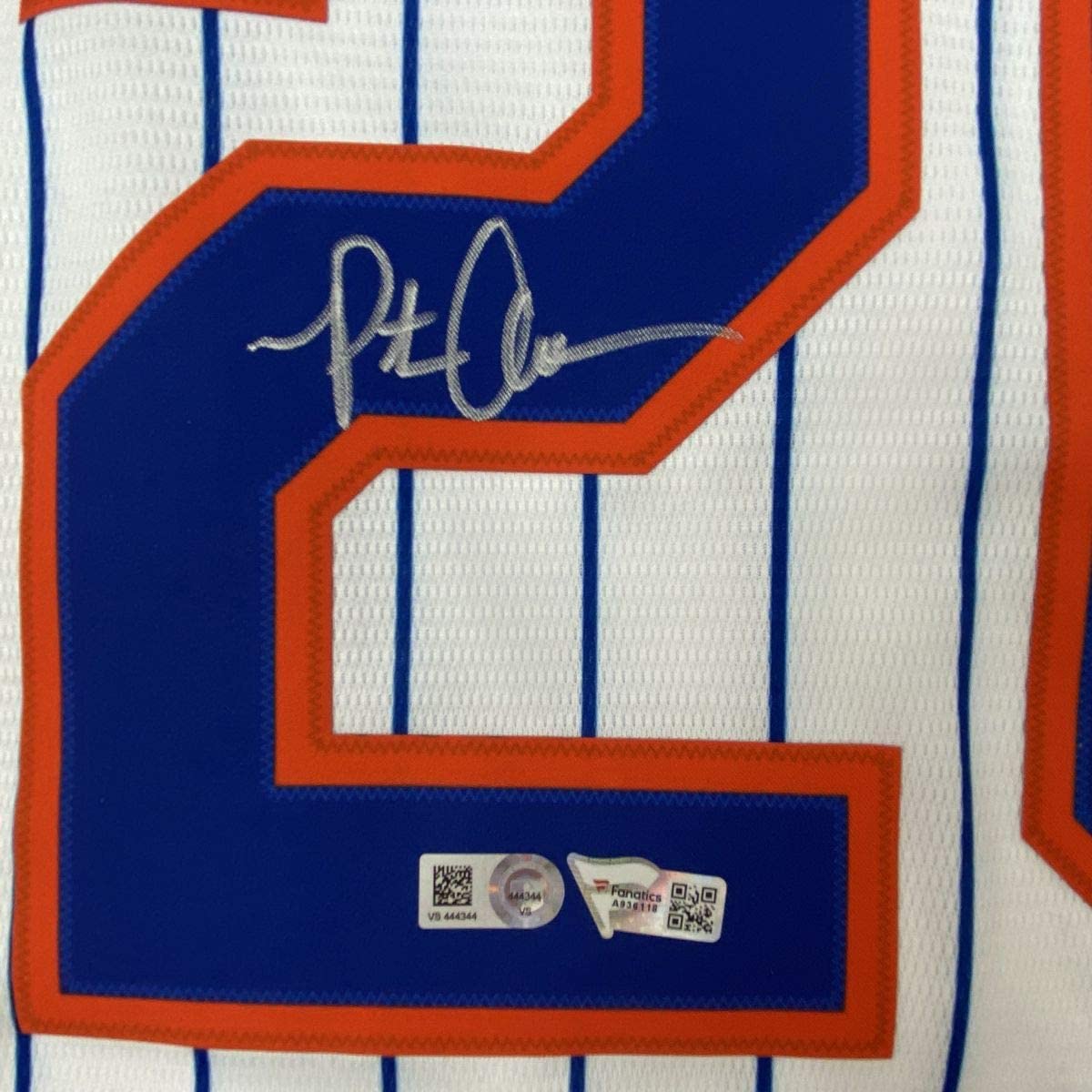 Autographed/Signed Pete Alonso New York Mets Authentic Pinstripe Nike Baseball Jersey Fanatics COA