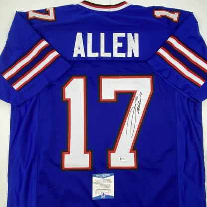 Autographed/Signed Josh Allen Buffalo Blue Football Jersey Beckett BAS COA