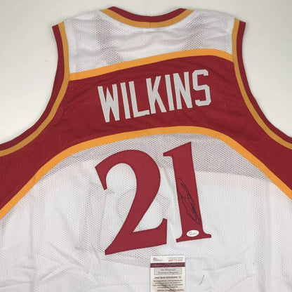 Autographed/Signed Dominique Wilkins Atlanta White Basketball Jersey JSA COA