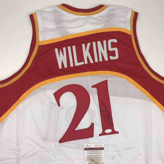 Autographed/Signed Dominique Wilkins Atlanta White Basketball Jersey JSA COA