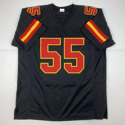 Autographed/Signed Frank Clark Kansas City Black Football Jersey PSA/DNA COA
