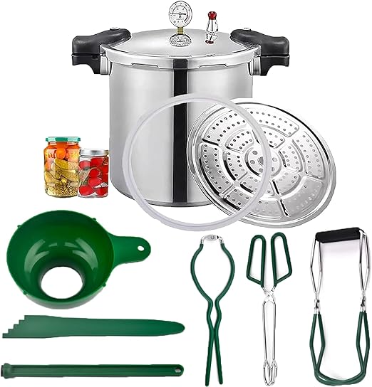 25 Quart Pressure Canner Cooker & all american pressure canners for canning & water bath canner | Pressure Gauge & Pressure Regulator | Induction Compatible & Pressure release 13 PSI (+/- 5%)
