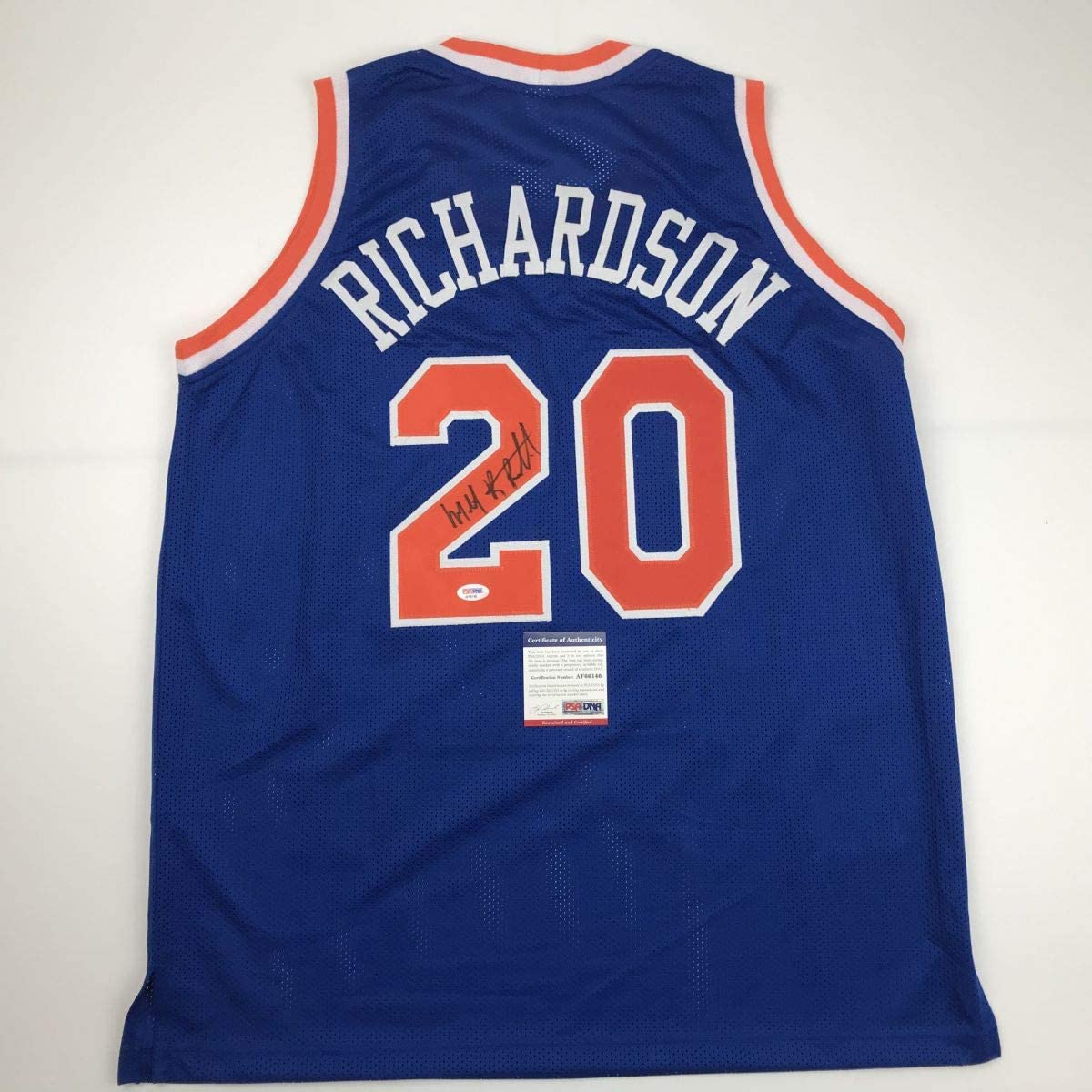 Autographed/Signed Micheal Ray Richardson New York Royal Blue Basketball Jersey PSA/DNA COA