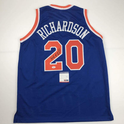 Autographed/Signed Micheal Ray Richardson New York Royal Blue Basketball Jersey PSA/DNA COA