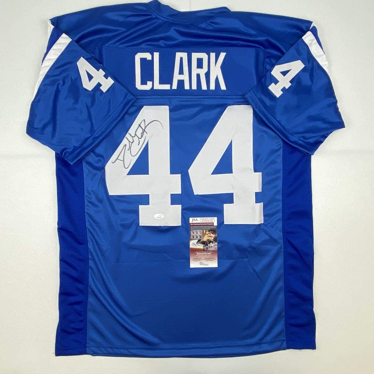 Autographed/Signed Dallas Clark Indianapolis Blue Football Jersey JSA COA