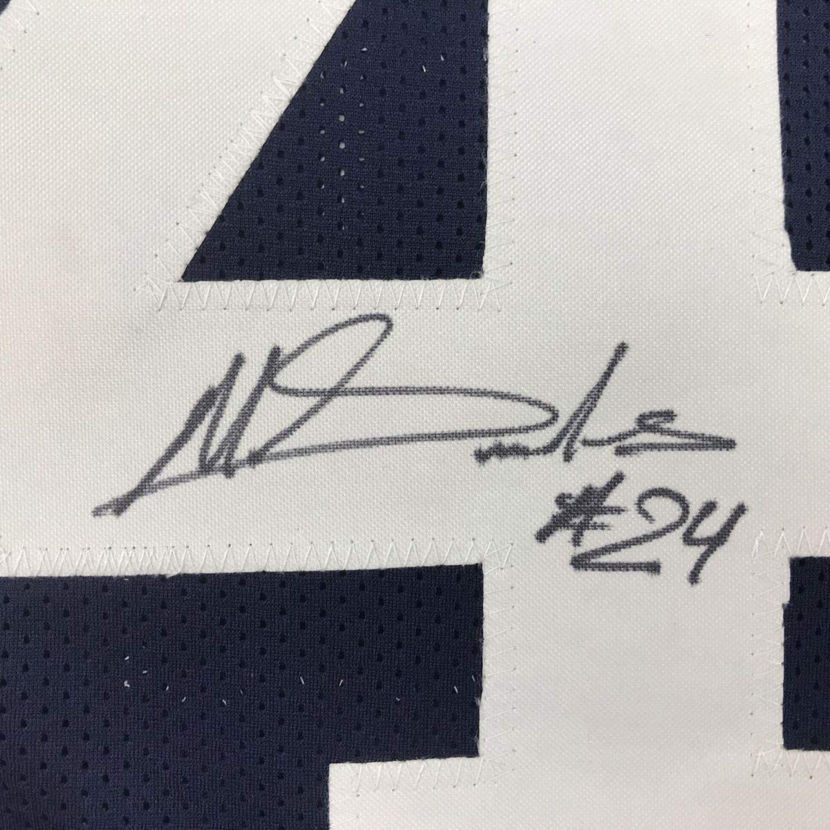 Autographed/Signed Miles Sanders Penn State Blue College Football Jersey JSA COA