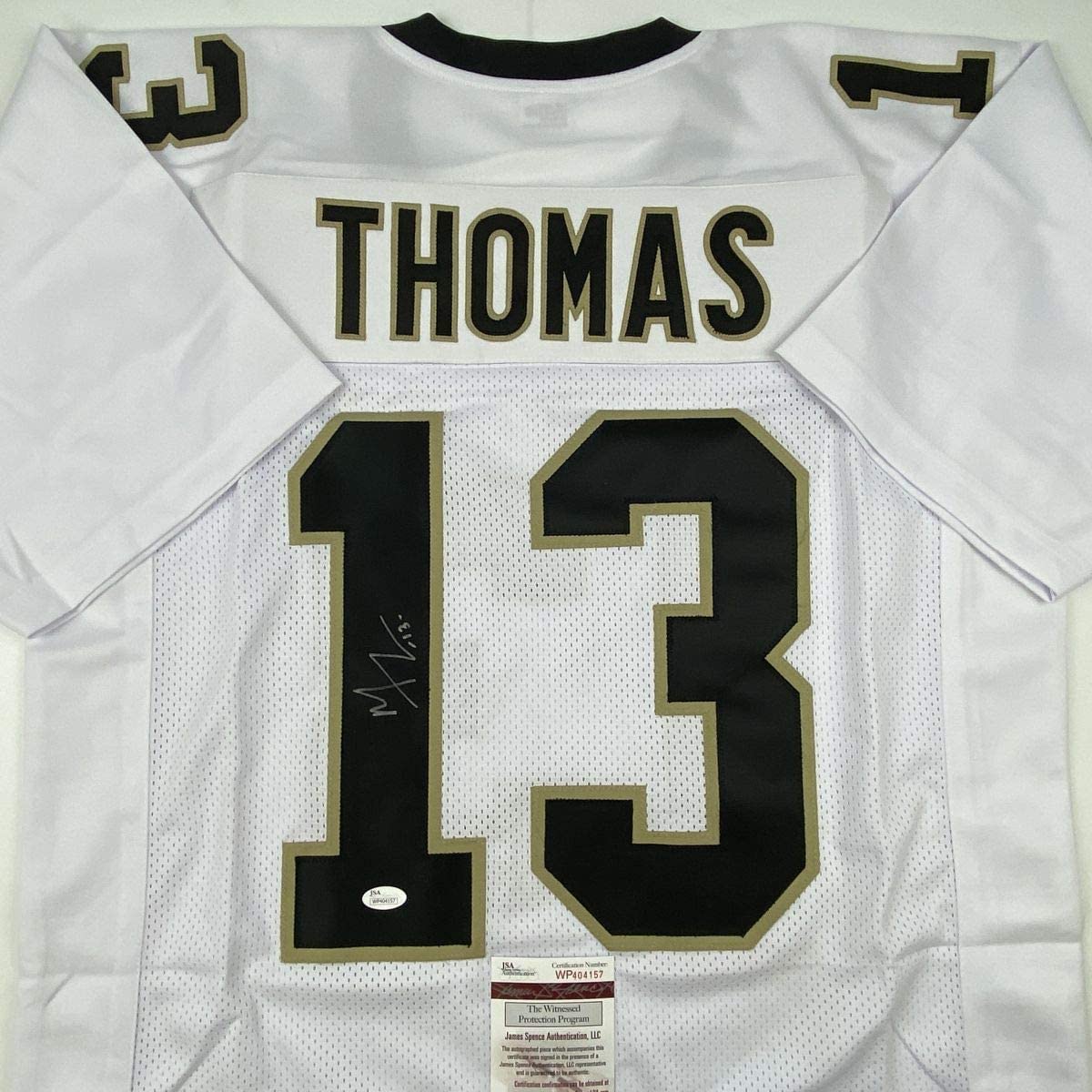 Autographed/Signed Michael Thomas New Orleans White Football Jersey JSA COA