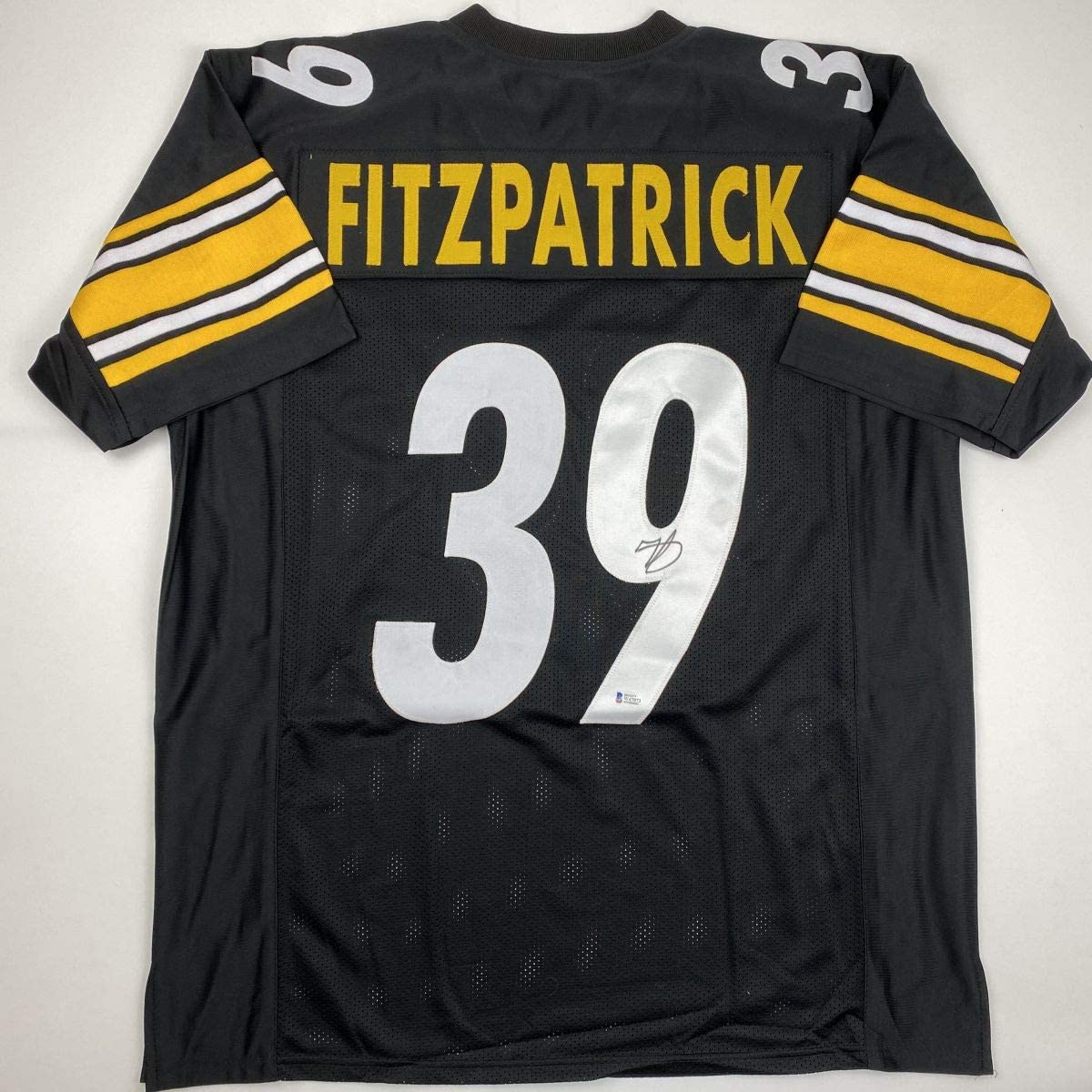 Autographed/Signed Minkah Fitzpatrick Pittsburgh Black Football Jersey Beckett BAS COA