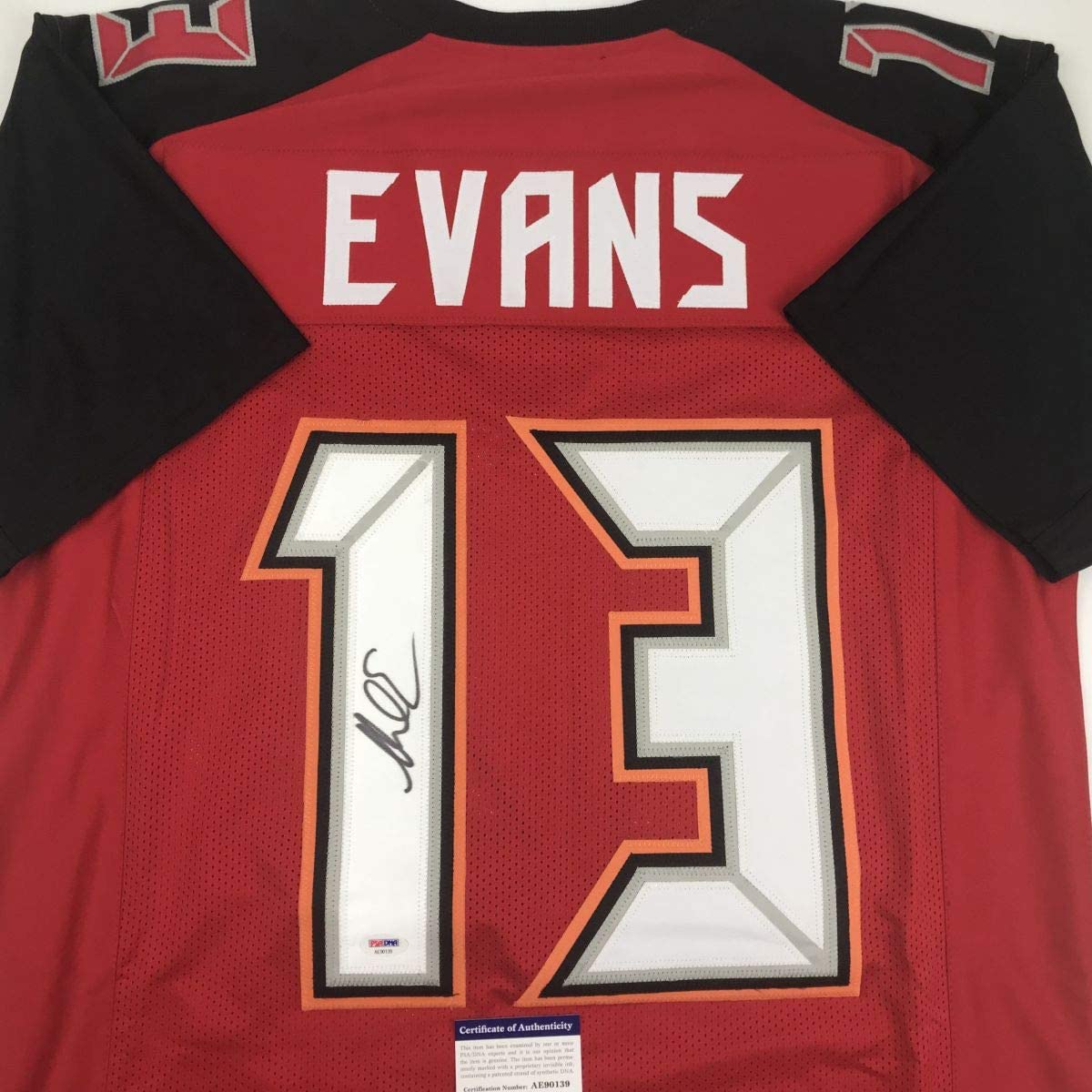 Autographed/Signed Mike Evans Tampa Bay Red Football Jersey PSA/DNA COA