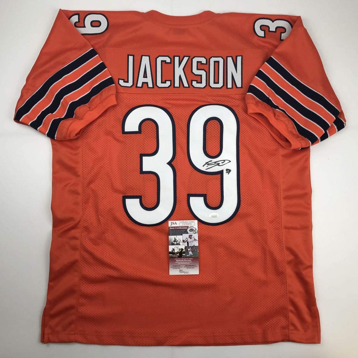 Autographed/Signed Eddie Jackson Chicago Orange Football Jersey JSA COA