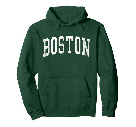 Boston Distressed Text Boston Hoodie - Novelty Apparel Men Women