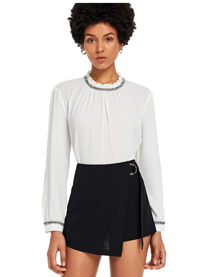 Floerns Women's Casual Asymmetrical High Waisted Bodycon Pencil Skirt Shorts Black M