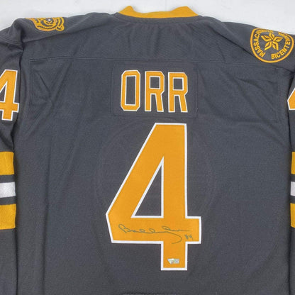 Autographed/Signed Bobby Orr Boston Yellow Hockey Jersey Fanatics COA Holo