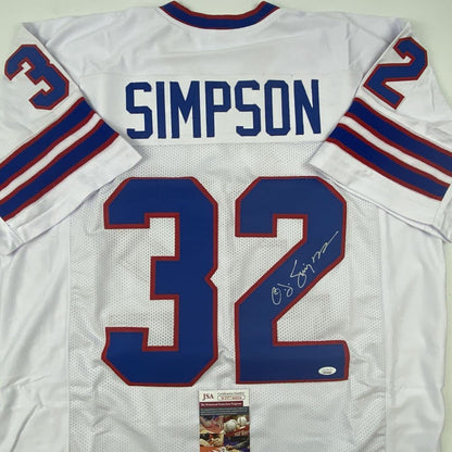Autographed/Signed OJ O.J. Simpson Buffalo White Football Jersey JSA COA