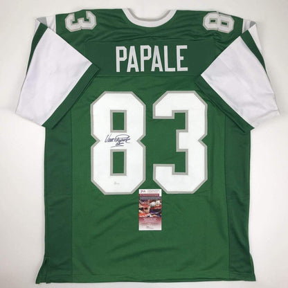 Autographed/Signed Vince Papale Philadelphia Green Football Jersey JSA COA