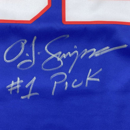 Autographed/Signed OJ O.J. Simpson #1 Pick Buffalo Blue Football Jersey JSA COA