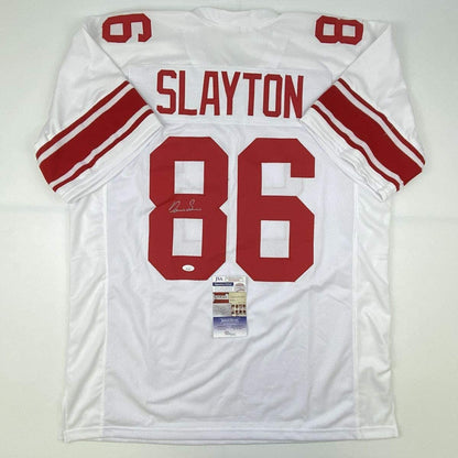 Autographed/Signed Darius Slayton New York White Football Jersey JSA COA