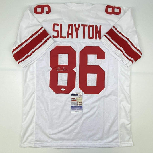 Autographed/Signed Darius Slayton New York White Football Jersey JSA COA