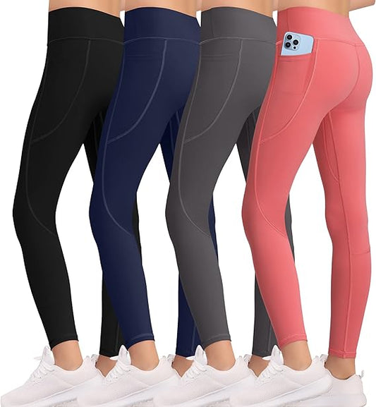 MIRITY Girls Athletic Leggings with Pockets - Kids Workout Running Yoga Pants for Girls Dance Leggings