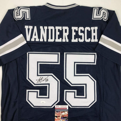 Autographed/Signed Leighton Vander Esch Dallas Dark Blue Football Jersey JSA COA