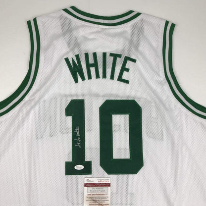 Autographed/Signed Jo Jo JoJo White Boston White Basketball Jersey JSA COA
