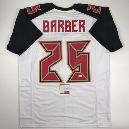 Autographed/Signed Peyton Barber Tampa Bay White Football Jersey PSA/DNA COA