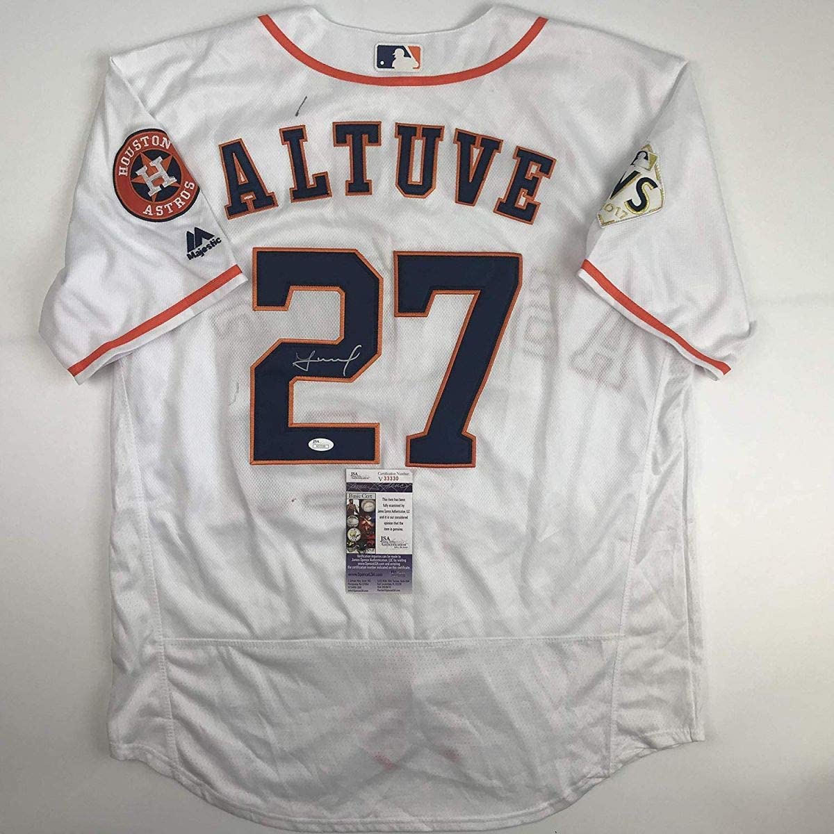 Autographed/Signed Jose Altuve Houston White Baseball Jersey JSA COA
