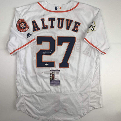 Autographed/Signed Jose Altuve Houston White Baseball Jersey JSA COA