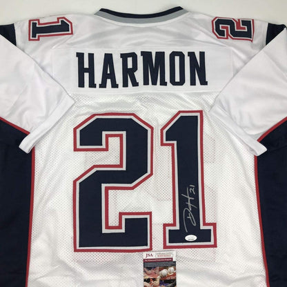 Autographed/Signed Duron Harmon New England White Football Jersey JSA COA