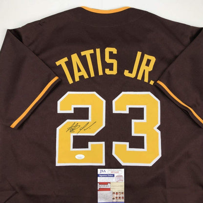 Autographed/Signed Fernando Tatis Jr. San Diego Brown Baseball Jersey JSA COA