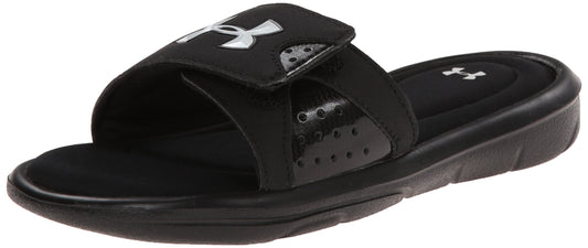 Under Armour Ignite IV Slide Sandal, Black (001)/White, 12 US Unisex Little Kid