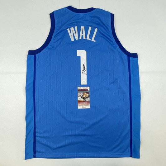 Autographed/Signed John Wall Houston Light Blue Basketball Jersey JSA COA