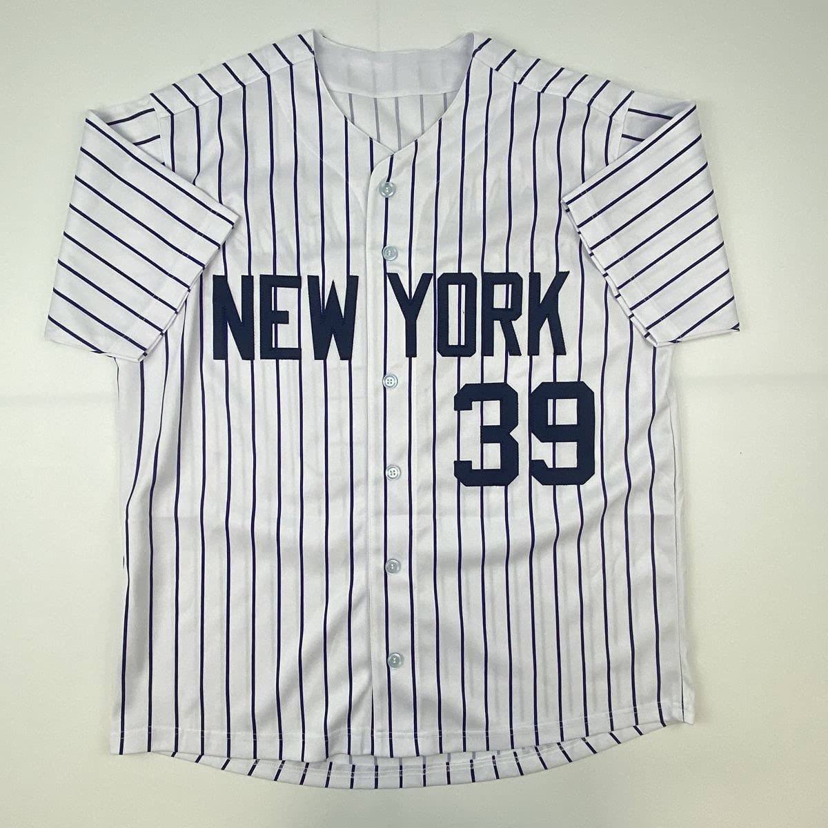 Autographed/Signed Darryl Strawberry New York Pinstripe Baseball Jersey JSA COA
