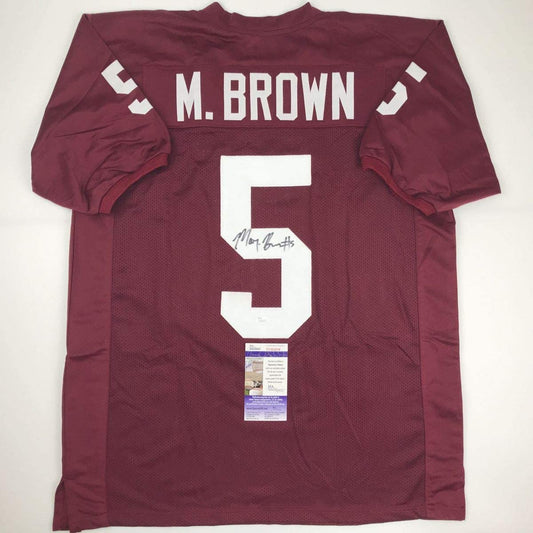 Autographed/Signed Marquise Brown Oklahoma Red College Football Jersey JSA COA