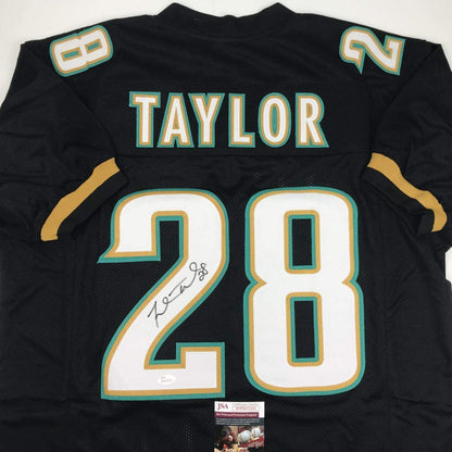 Autographed/Signed Fred Taylor Jacksonville Black Football Jersey JSA COA