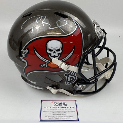 Autographed/Signed Tom Brady Tampa Bay Buccaneers Full Size FS F/S Replica Football Helmet Fanatics COA