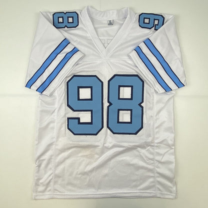 Autographed/Signed Lawrence Taylor North Carolina UNC White College Football Jersey JSA COA