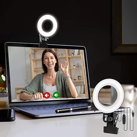 Video Conference Lighting Kit, Ring Light for Monitor Clip On, for Remote Working, Distance Learning, Zoom Call, Self Broadcasting and Live Streaming, Computer Laptop Video Conferencing