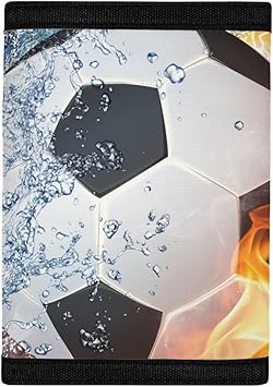 COEQINE Soccer Wallet for Boys 6-8, Football Print Customized Coin Case Lightweight Card Pocket Money Organizer for Toddler Teens Boys