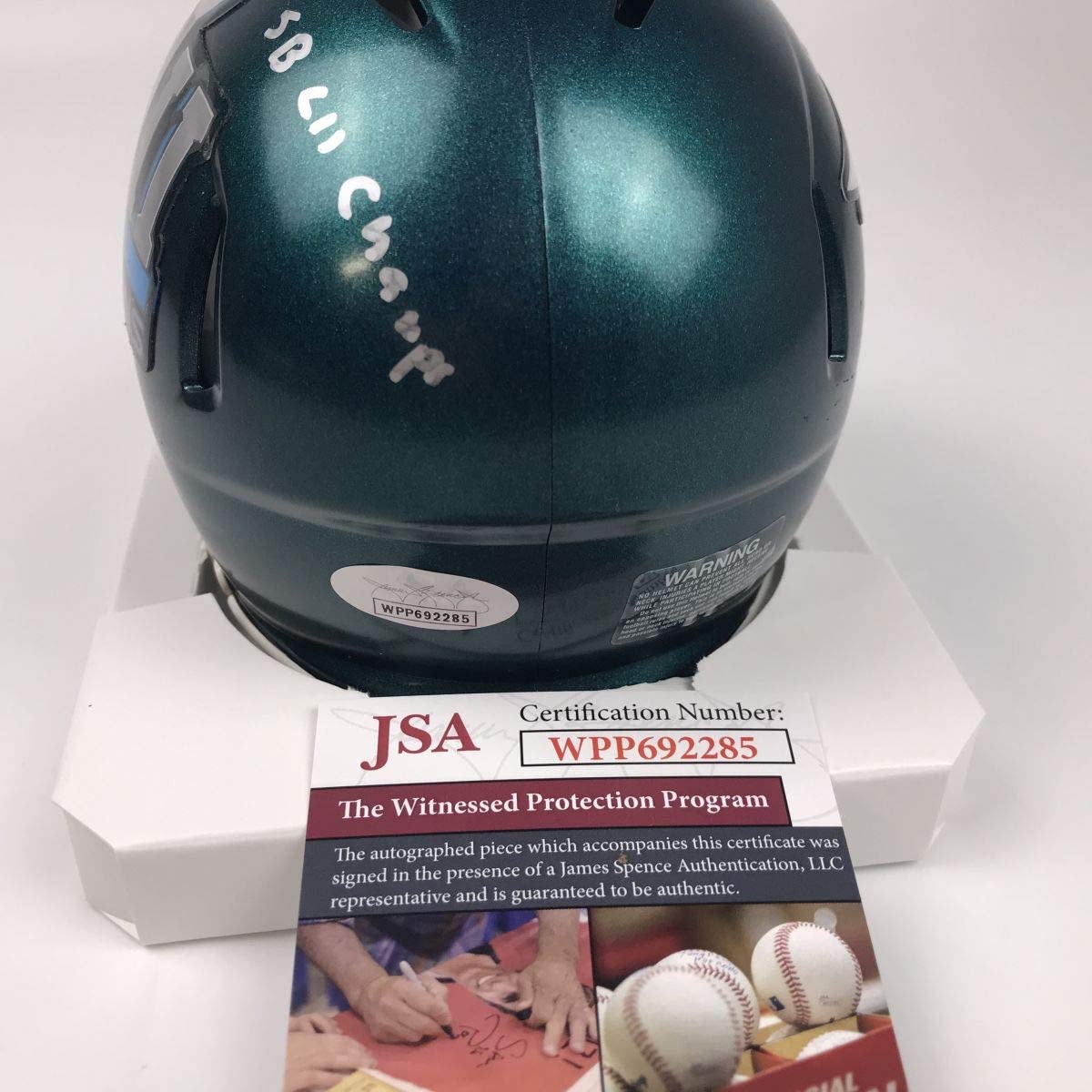 Autographed/Signed Fletcher Cox SB LII Champ Philadelphia Eagles Super Bowl 52 Mini Football Helmet JSA COA
