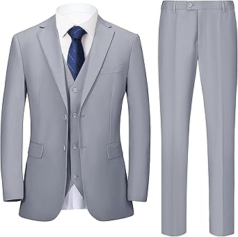 Beauty-Emily Mens Suit 3 Piece Slim Fit Men Suits Two Button Prom Wedding Tuxedo Jacket Vest and Pants Set