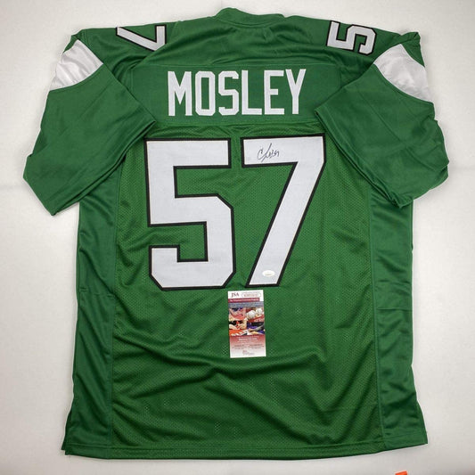 Autographed/Signed CJ C.J. Mosley New York Green Football Jersey JSA COA