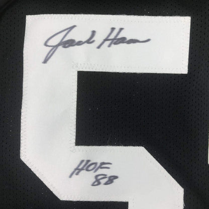 Framed Autographed/Signed Jack Ham HOF 88 35x39 Pittsburgh Black Football Jersey JSA COA