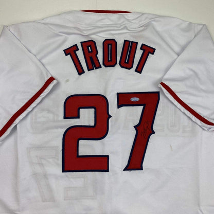 Autographed/Signed Mike Trout Los Angeles White Baseball Jersey Steiner Sports COA Hologram Only
