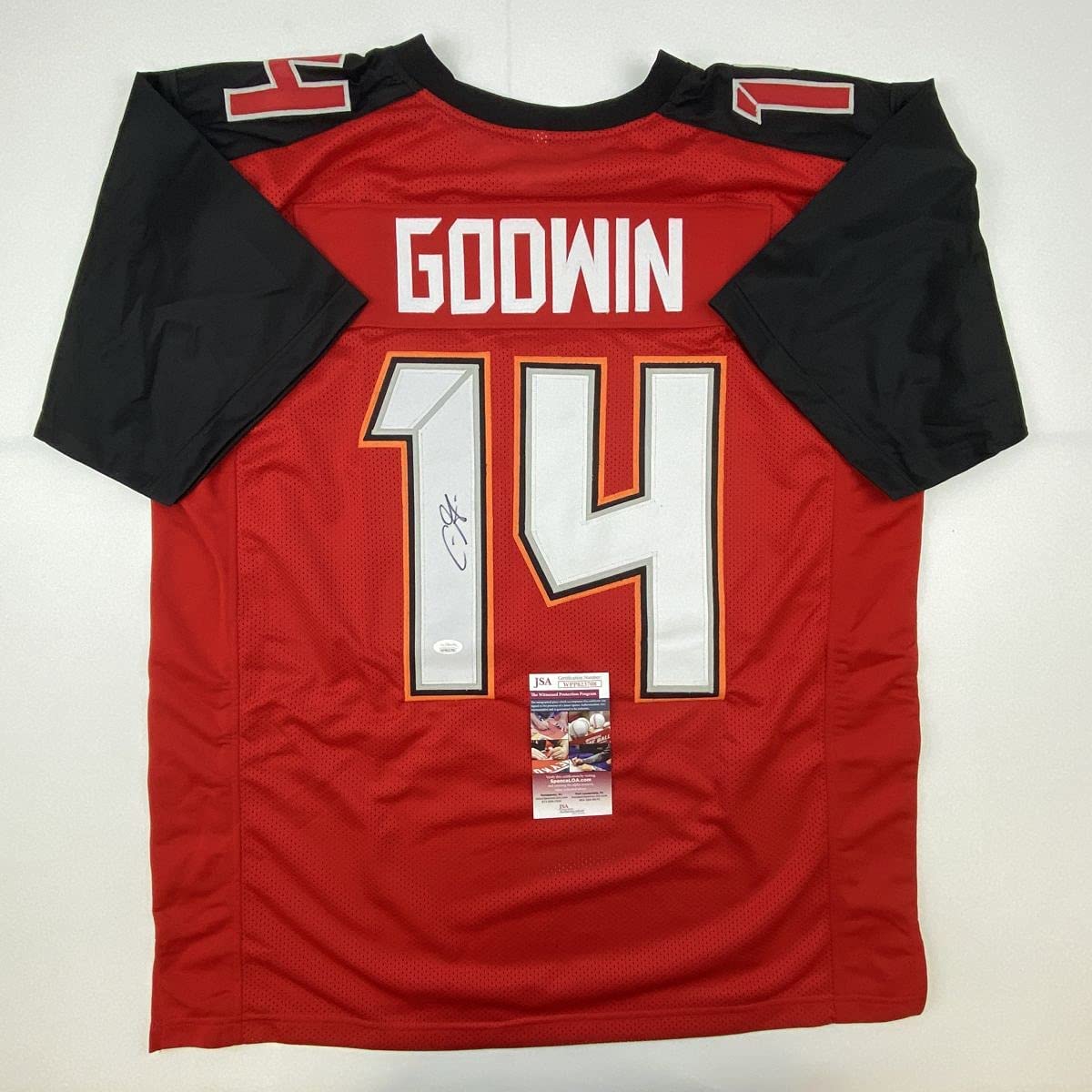 Autographed/Signed Chris Godwin #14 Tampa Bay Retro Red Football Jersey JSA COA