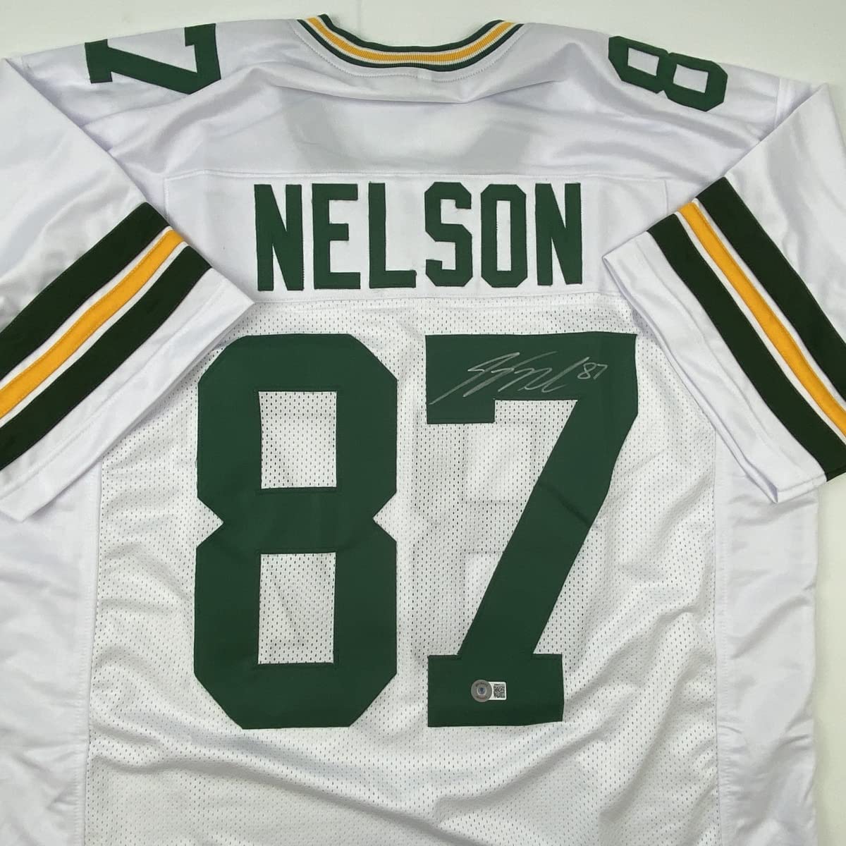 Autographed/Signed Jordy Nelson Green Bay White Football Jersey JSA COA