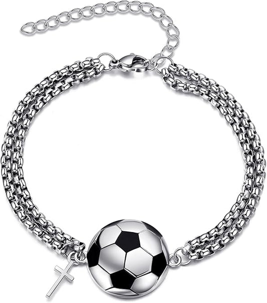 Soccer Bracelet for Men Soccer Cross Bracelets Jewelry Gifts for Women Men Football Player