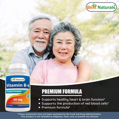 Best Naturals Vitamin B6 50 mg 250 Tablets